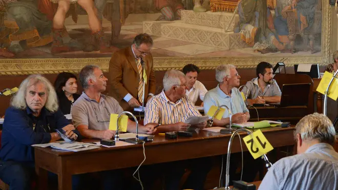 IL CONSIGLIO COMUNALE CON LA PARTECIPZAIONE DEL GRUPPO CASTIONESE CHE PROTESTA PER LA PROSSIMA REALIZZAZIONE DI TRALICCI AD ALTA TENSIONE SUL NEVEGAL