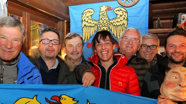 Festeggiamenti a Sappada per il passaggio in commissione affari costituzionali del Comune in Friuli, Sappada, 27 gennaio 2016. PHOTOSOLERO/LUCIANO SOLERO