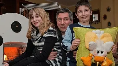 Davide Sacchet insieme al papà e alla sorella