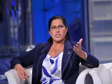 10/04/2012 Roma, trasmissione televisiva Porta a Porta con l'onorevole Rosy Mauro