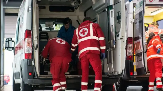 L'intervento di un'ambulanza