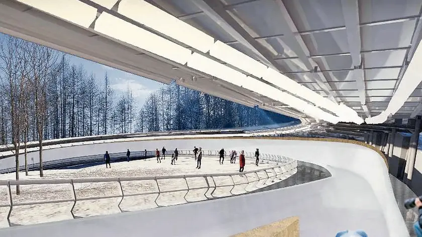 Il rendering della pista da bob di Cortina