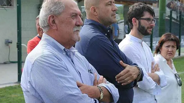 Mauro De Menech ad un raduno dell’Union Feltre con Dario Cremonese, Dario Scopel e Teresa De Bortoli