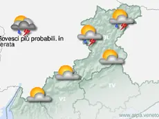 Le previsioni di Arpav per il pomeriggio/sera di domenica