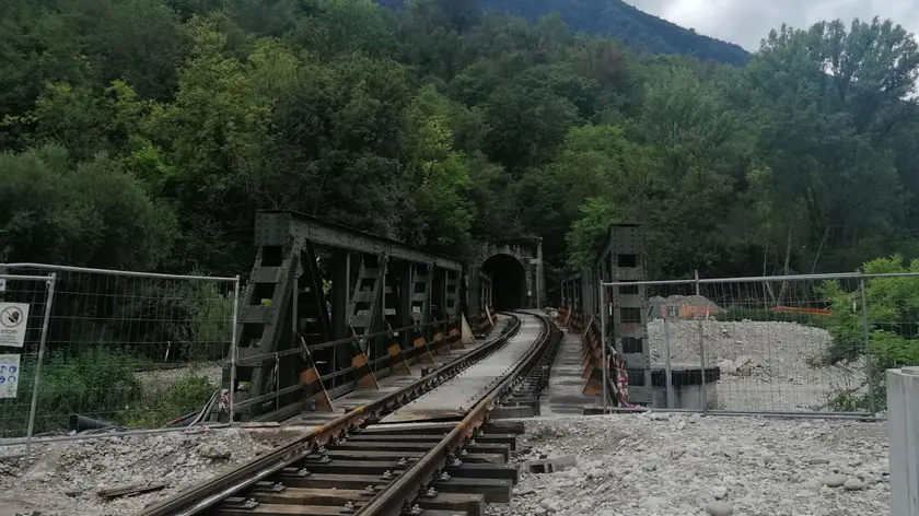 La parte di cantiere nei pressi dell’ultima galleria poco prima della stazione ferroviaria di Feltre