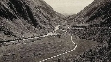 Il fondovalle negli anni 30 verso l’attuale diga