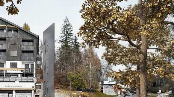 L’ingresso al piazzale del Nevegal nel rendering del progetto di riqualificazione