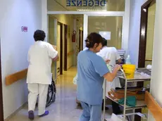 INFERMIERI IN CORSIA DURANTE IL TRASLOCO RIORGANIZZAZIONE ALL'OSPEDALE UMBERTO PRIMO DI MESTRE...TESTATINA LA NOSTRA SALUTE Corsia di un ospedale padovano In alto: Claudio Rizzato dei Ds e Margherita Miotto, di Ipv. A destra: l'assessore Fabio Gava