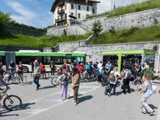 stefano da rin puppel - perona - calalzo di cadore - arrivo del primo treno abilitato al trasporto biciclette