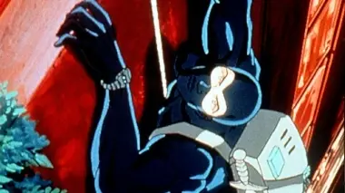 Un’immagine di Diabolik. La vignetta con l’impiccato proviene dal fumetto