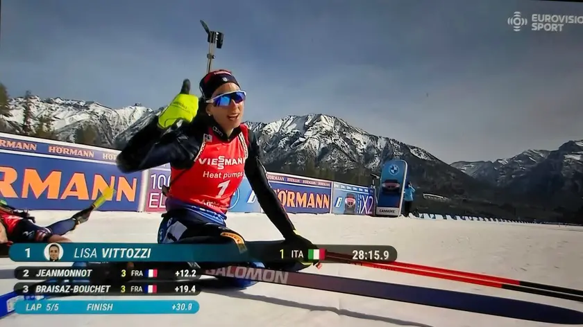 Lisa Vittozzi al termine della gara