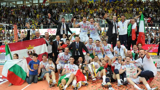 during game 5 of Playoffs Finals between Itas Diatec Trentino and Copra Elior Piacenza at PalaTrento on May 12, 2013 in Trento, Italy.