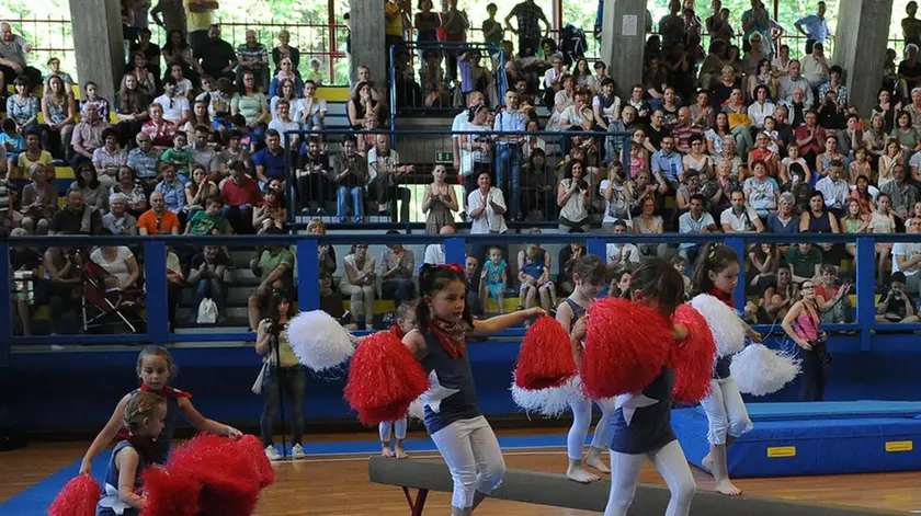 Una gara di ginnastica al palazzetto dello sport De Mas