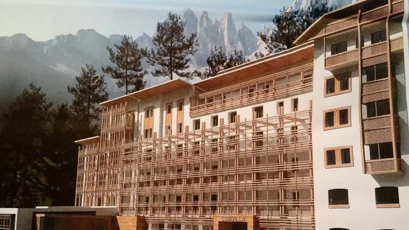 Il rendering di come apparirà l'ospedale Codivilla di Cortina dopo i lavori