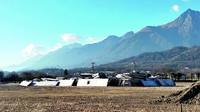 La demolizione ormai completata nell’area dell’ex stabilimento Caldart