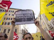 La manifestazione contro il DDL del governo Renzi a Montecitorio 19 maggio 2015 a Roma.ANSA/MASSIMO PERCOSSI