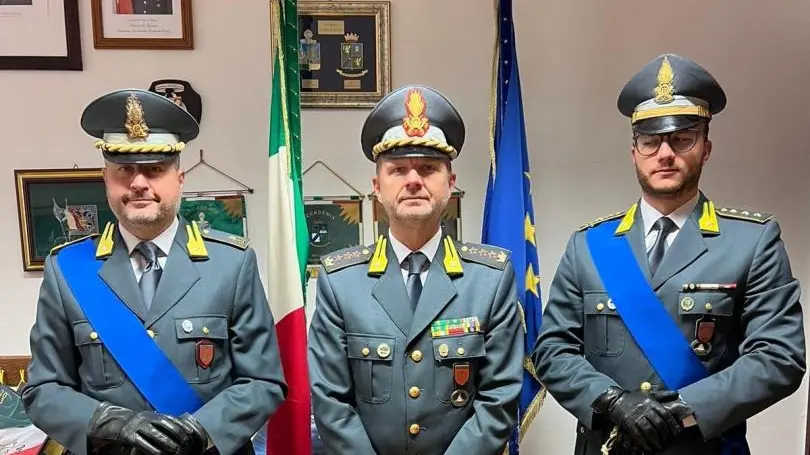 Guardia di finanza di Belluno: da sinistra il maggiore Francesco Riggio, il colonnello Dario Guarino e il capitano Luca Lorandi