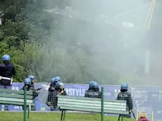 © Marco Rosi - LaPresse.26 07 2014 Auronzo di Cadore ( italia ).Sport Calcio - Allenamento Lazio ad Auronzo di Cadore - Ritiro Estivo di preparazione stagione 2014-2015..Incontro Amochevole Lazio Vs Perugia.Nella foto: Incidenti tra tifosi prima della partita..Marco Rosi - LaPresse.26 07 2014 Auronzo di Cadore ( Italy ).Sport Soccer Lazio - Lazio training session- at the Auronzo di Cadore..Frendly Match Lazio Vs Perugia.In the photo: Lazio's player