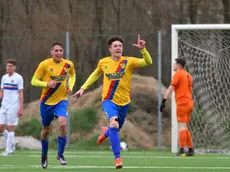 Luca Malacarne esulta dopo il 2-0 (Foto Beppe De Zanet)