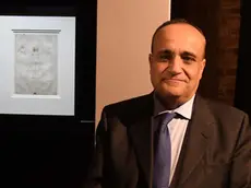 Interpress/M.Tagliapietra Venezia 16.04.2019.- Il Ministro Alberto Bonisoli alla Mostra "Leonardo Da Vinci. L'Uomo modello del Mondo". Gallerie dell'Accademia. Nella foto Davanti all'Uomo Vitruviano.