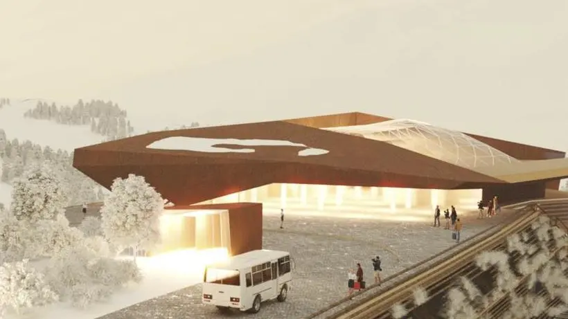 Un rendering del progetto per l'impianto Apollonio - Socrepes a Cortina