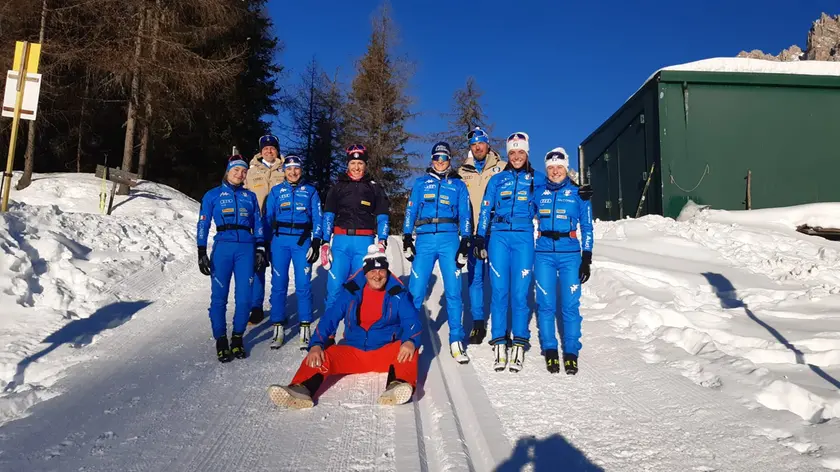 La squadra azzurra che si sta allenando a Passo Tre Croci