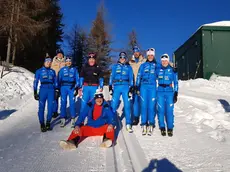 La squadra azzurra che si sta allenando a Passo Tre Croci