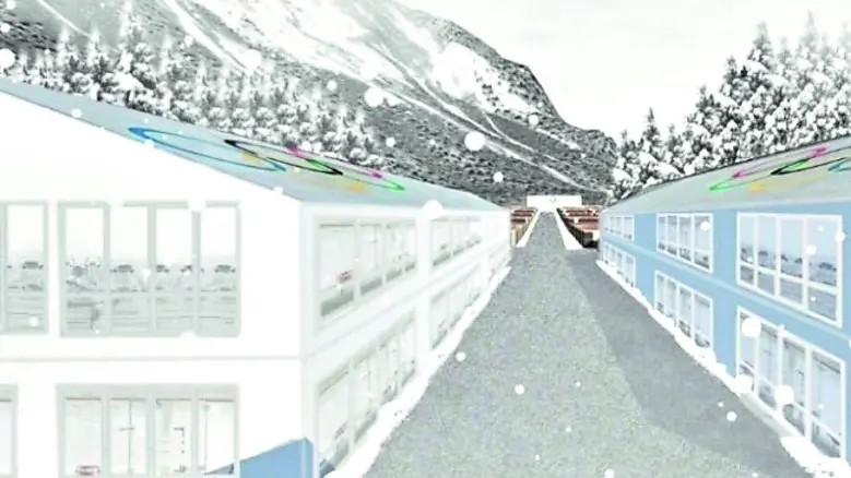 Un'immagine del progetto del villaggio olimpico: sarà smantellato dopo le Olimpiadi