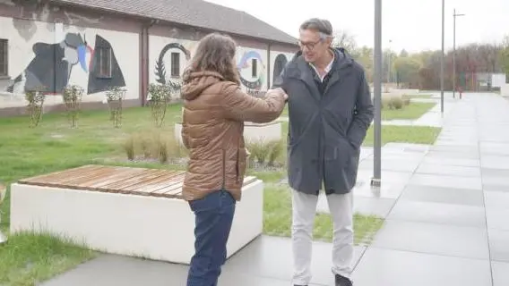 Eleonora Burlando e Franco Firson negli spazi “rinnovati” dell’ex caserma Piave