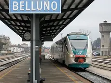 Un treno in arrivo alla stazione di Belluno