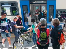 stefano da rin puppel - perona - calalzo di cadore - arrivo del primo treno abilitato al trasporto biciclette