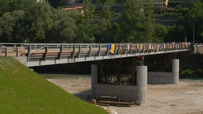 belluno, 9 giugno 2007.Inaugurazione del Ponte Bailey sul Piave costruito in tre mesi
