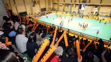 Una splendida veduta dall’alto della Spes Arena mercoledì sera nel corso della finale di andata