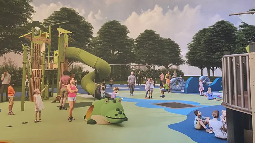Il rendering del parco giochi inclusivo a tema Peter Pan