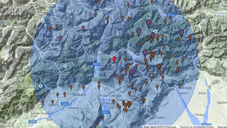 L'epicentro del terremoto individuato dal Centro Ricerche Sismologiche di Udine