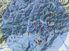 L'epicentro del terremoto individuato dal Centro Ricerche Sismologiche di Udine