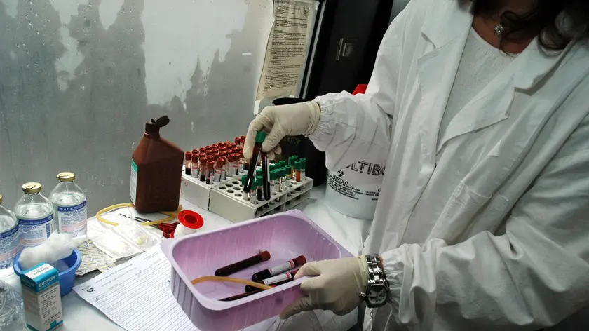Provette in un laboratorio, in una foto d'archivio. Stanno dando risultati positivi i primi test che permettono di fare la diagnosi di un tumore semplicemente con l'analisi del sangue. ..VIRGINIA FARNETI/GID