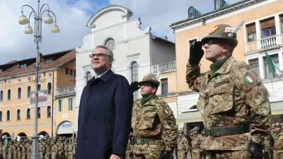 Il riotorno del settimo alpini. Il sottosegretario alla difesa Giuseppe Cossiga