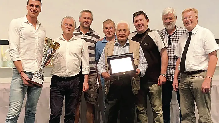Gabriele Luisetto quando fu premiato con la benemerenza Figc