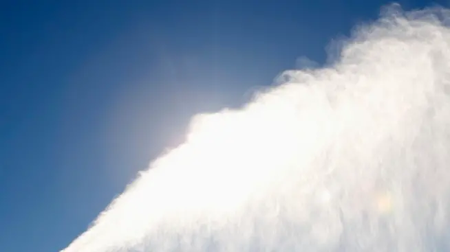 10 Jan 2006, Sankt Anton am Arlberg, Austria --- Snow Cannon Spraying New Snow --- Image by © Henrik Trygg/Corbis