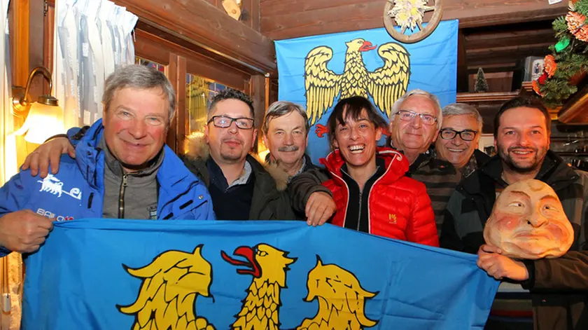 Festeggiamenti a Sappada per il passaggio in commissione affari costituzionali del Comune in Friuli, Sappada, 27 gennaio 2016. PHOTOSOLERO/LUCIANO SOLERO