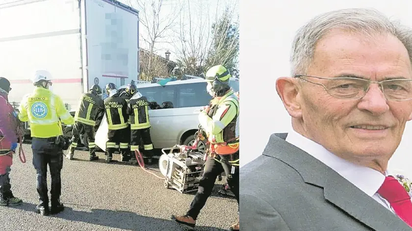 La scena dell'incidente mortale e Mario Cerentin, 72 anni