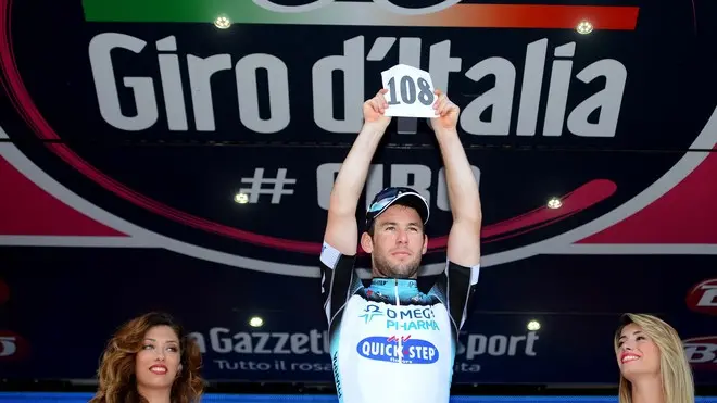 Cycling: 96th Tour of Italy 2013 / Stage 6 Podium / CAVENDISH Mark (Gbr)/ Nr 108 WW in memory of Wouter WEYLANDT (Bel) / Mola Di Bari - Margherita Di Savoia (169 Km)/ Giro Tour Italie Ronde van Italie / Rit Etape /(c)Tim De Waele