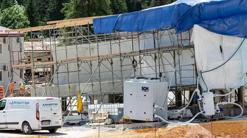 Il cantiere di Socol con il mock up che sarà al centro dei sopralluoghi