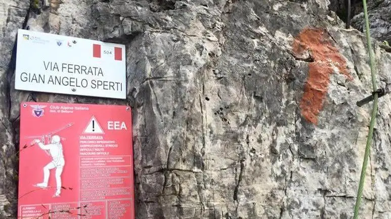 L'attacco della ferrata Sperti sulla Schiara