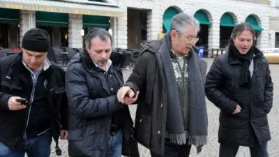 Umberto Bossi in piazza dei Martiri a Belluno