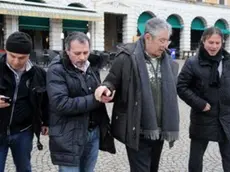 Umberto Bossi in piazza dei Martiri a Belluno