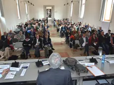 Interpress/ Gf:Tagliapietra. Venezia, 31.03.2016.- IUAV Tolentini. Convegno, Nuova ferrovia delle Dolomiti.Nella foto: Claudio Fermani,Alberto Ferlenga rettore IUAV,Agostino Cappelli IUAV Venezia.