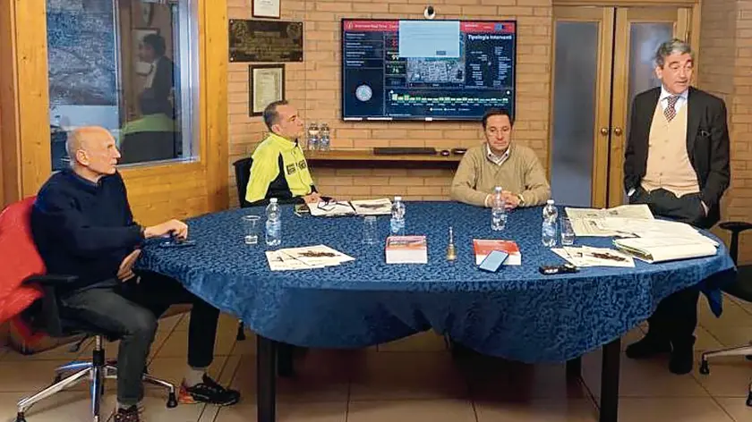 Stefano Pirro (albergatori Cortina), Antonio Del Gallo (vigili del fuoco), il sindaco Gianluca Lorenzi e il prefetto Mariano Savastano