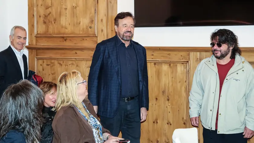 Christian De Sica e Lillo Petrollo alla presentazione di Cortina Ezpress
